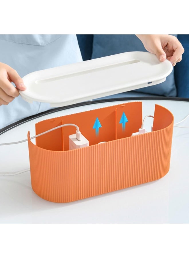Eworld Cable Management Box – Plastic Cord Organizer with Lid, Power Strip & Wire Storage Box for Home and Office, Assorted Colors - Image 5