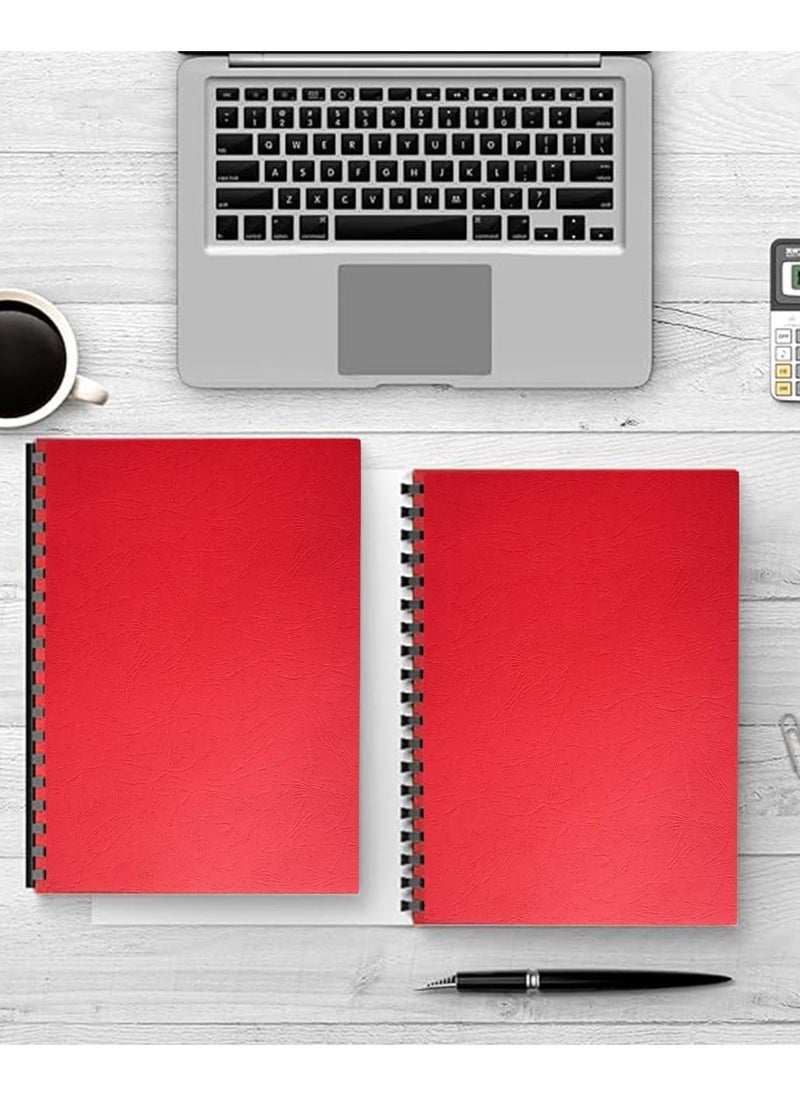 MARKQ - [100 Pack] Red Binding Cover [A4] 230 GSM – Durable Protective Sheets for Presentations, Reports, and Documents – Compatible with Comb & Wire Binding Machines - Image 1