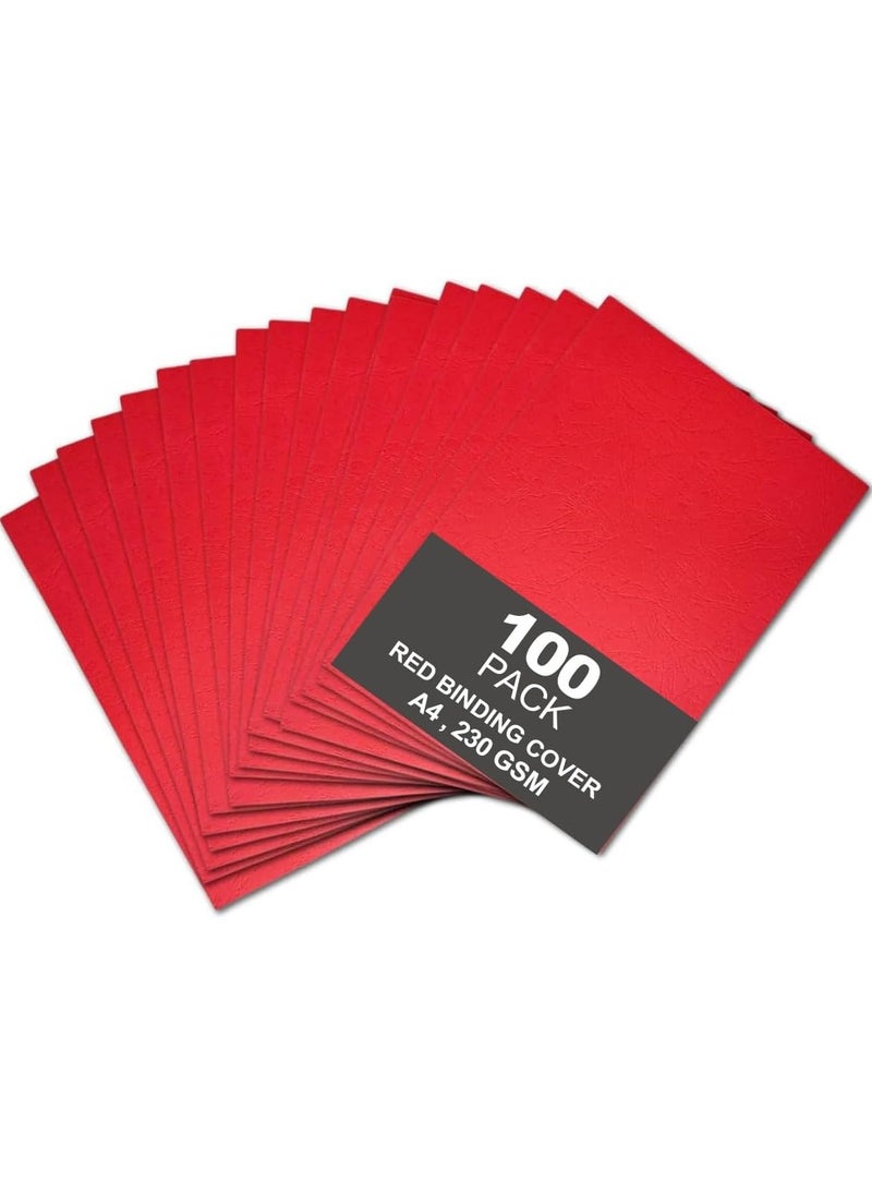 MARKQ [100 Pack] Red Binding Cover [A4] 230 GSM – Durable Protective Sheets for Presentations, Reports, and Documents – Compatible with Comb & Wire Binding Machines  - Image 1