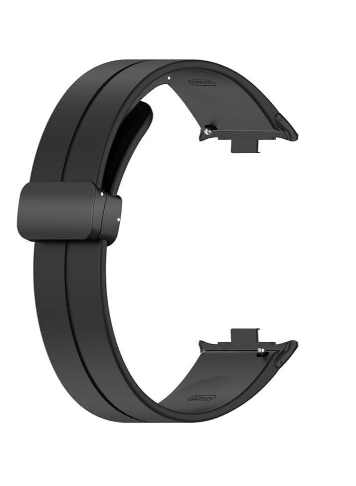 Silicone Strap Compatible with Huawei Band 10 2024 with Stainless Steel Magnetic Metal Buckle Sports Silicone Strap Quick Release Soft Replacement Wristband -  black  - Image 2