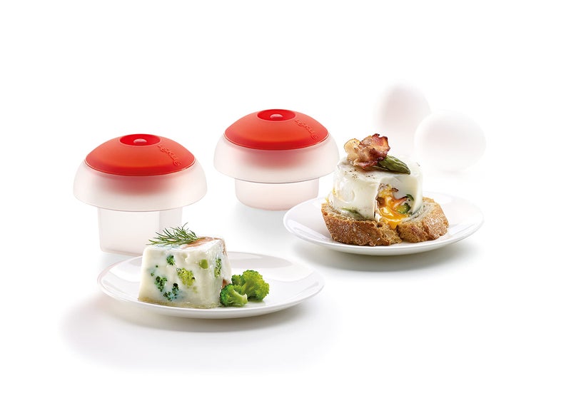 Lku Microwave Ovo Egg Cooker Set of 2 x1 Round x1 Square Egg Mold Fast Egg Cooker in Pan or Microwave Add Vegetables For Mini Omelets Dishwasher Safe Cooking Guide Recipes Included