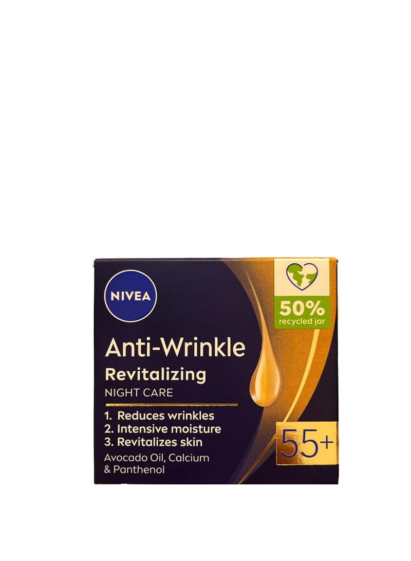 Nivea Nivea Anti-wrinkle + revitalizing night care face cream anti-aging 55+ with avocado oil, calcium and panthenol 50ml / 1.69 oz
