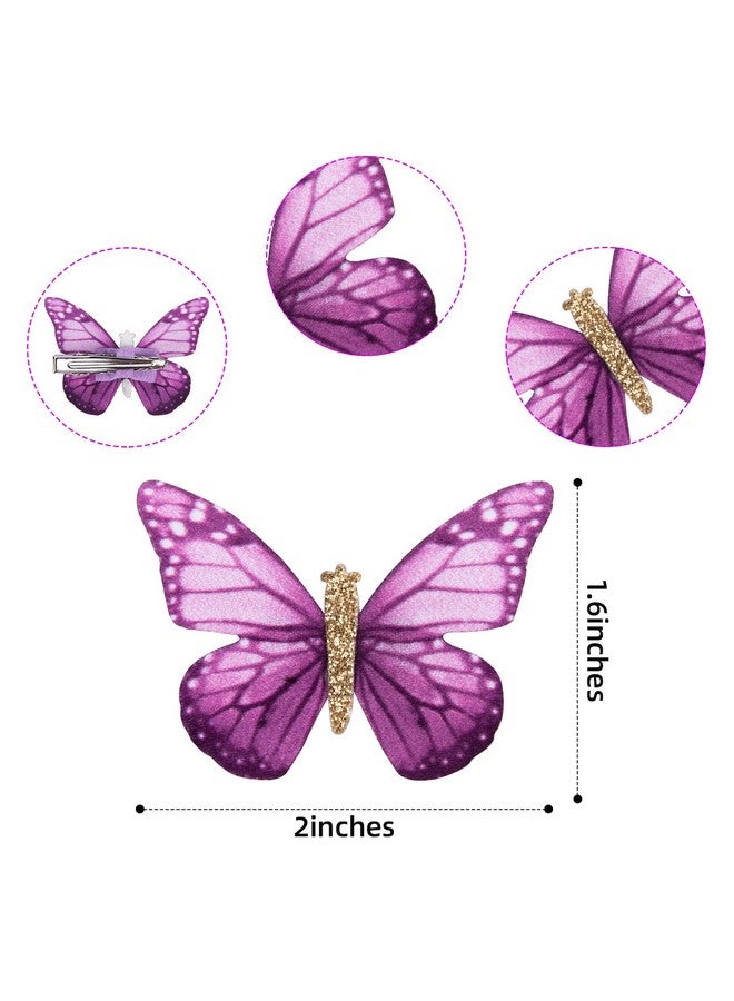 DEEKA Eeka 16 Pcs Butterfly Hair Clips Small Realistic Colorful Handmade 90S Hair Clips Barrette Hair Accessories For Women And Girls Purple - Image 5