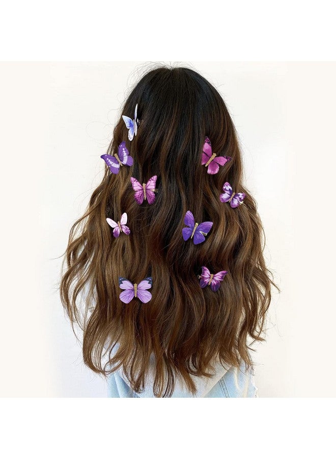 DEEKA Eeka 16 Pcs Butterfly Hair Clips Small Realistic Colorful Handmade 90S Hair Clips Barrette Hair Accessories For Women And Girls Purple - Image 3