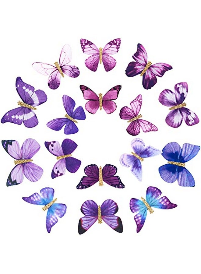 DEEKA Eeka 16 Pcs Butterfly Hair Clips Small Realistic Colorful Handmade 90S Hair Clips Barrette Hair Accessories For Women And Girls Purple - Image 1