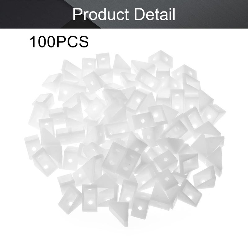 MroMax 100 قطعة من دعامات الزوايا البلاستيكية من Mromax، حامل زاوية لخزانة الأثاث باللون الأبيض، 0.79 بوصة × 0.79 بوصة × 0.59 بوصة (طول × عرض × ارتفاع) - Image 4