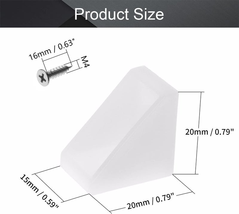 MroMax 100 قطعة من دعامات الزوايا البلاستيكية من Mromax، حامل زاوية لخزانة الأثاث باللون الأبيض، 0.79 بوصة × 0.79 بوصة × 0.59 بوصة (طول × عرض × ارتفاع) - Image 2