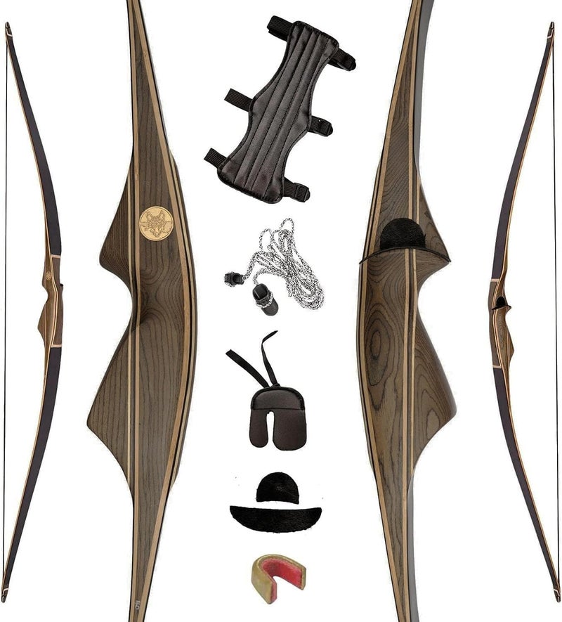 AF Bow&Arrow AF Archery Longbow Set, 62" Right Hand Premium Hunting Bow Kit for Archery Enthusiasts, Ergonomic Design All-in-One Longbow - Image 1