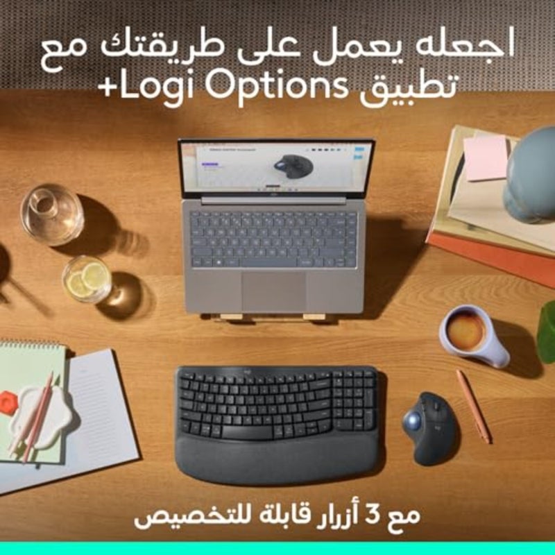 كرة التتبع اللاسلكية ERGO M575S للاستخدام المكتبي، لمسة نهائية مطاطية سوداء غير لامعة، تصميم مريح مع تتبع دقيق وتقنية الزر الصامت - Image 5