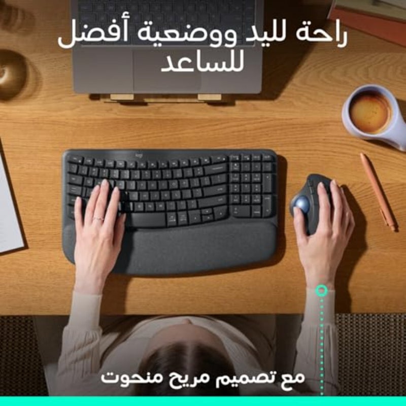 كرة التتبع اللاسلكية ERGO M575S للاستخدام المكتبي، لمسة نهائية مطاطية سوداء غير لامعة، تصميم مريح مع تتبع دقيق وتقنية الزر الصامت - Image 3