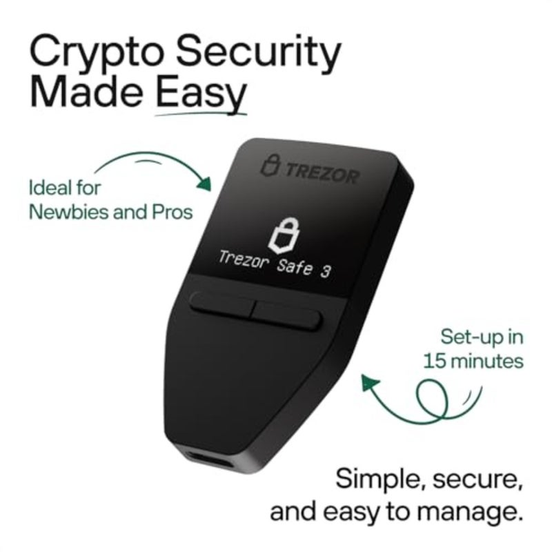 Trezor Safe 3 - محفظة أجهزة التشفير المحمية بعنصر كلمة المرور - شراء الأصول الرقمية وتخزينها وإدارتها ببساطة وأمان Cosmic Black - Image 2