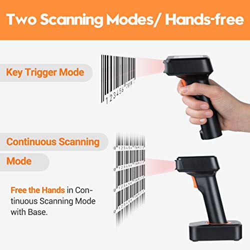 Tera Pro 1D 2D QR Wireless Barcode Scanner with Display Screen Battery Level Indicator Time Display Works with Bluetooth with Charging Cradle Base for Warehouse Supermarket Library HW0006 Pro - Image 2