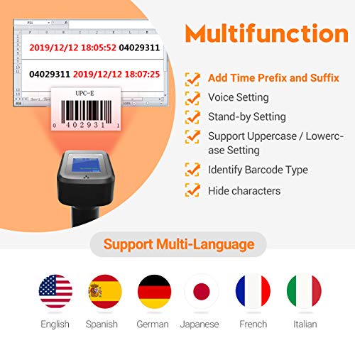 Tera Pro 1D 2D QR Wireless Barcode Scanner with Display Screen Battery Level Indicator Time Display Works with Bluetooth with Charging Cradle Base for Warehouse Supermarket Library HW0006 Pro - Image 4