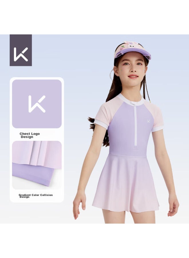 Keep Children's Swimsuit, One-piece For Girls, Big Kids, Sun Protection, Conservative Professional Swimwear, Lavender Purple, Size 18 - Image 3