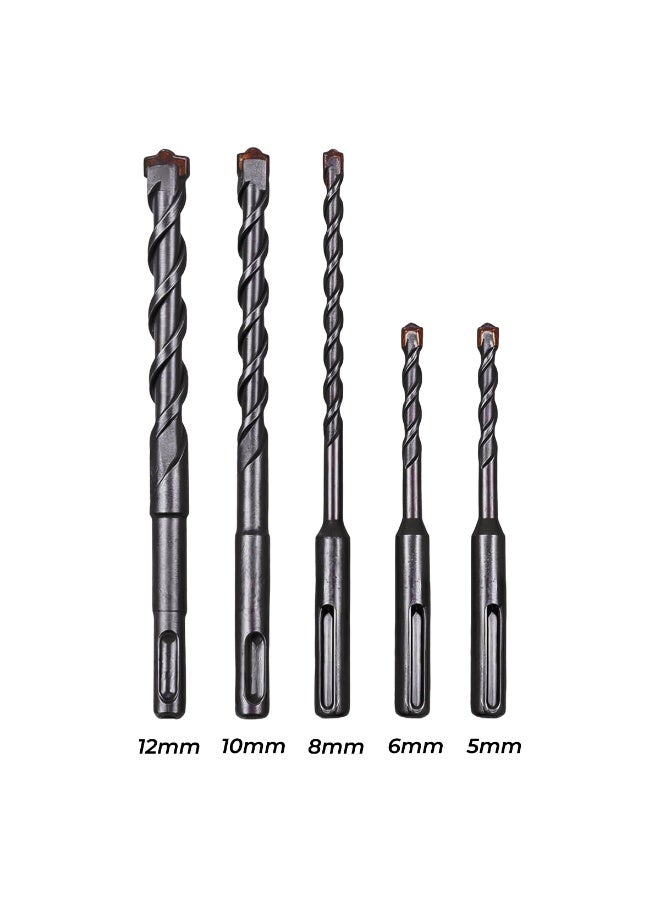 Senbang 5-Piece SDS Plus Drill Bit Set, Tungsten Carbide Tipped Masonry Bits for Concrete, Brick and Wall Drilling, Heavy Duty Spiral Design, Sizes 5mm 6mm 8mm 10mm 12mm, Durable Bits for Hammer Drill and Rotary Tools - Image 5