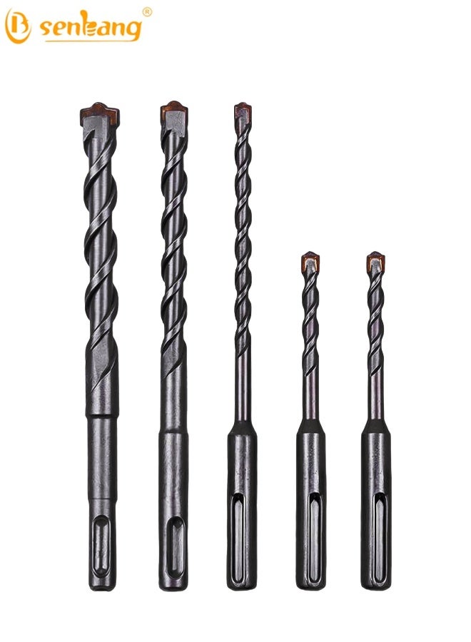 Senbang 5-Piece SDS Plus Drill Bit Set, Tungsten Carbide Tipped Masonry Bits for Concrete, Brick and Wall Drilling, Heavy Duty Spiral Design, Sizes 5mm 6mm 8mm 10mm 12mm, Durable Bits for Hammer Drill and Rotary Tools - Image 2