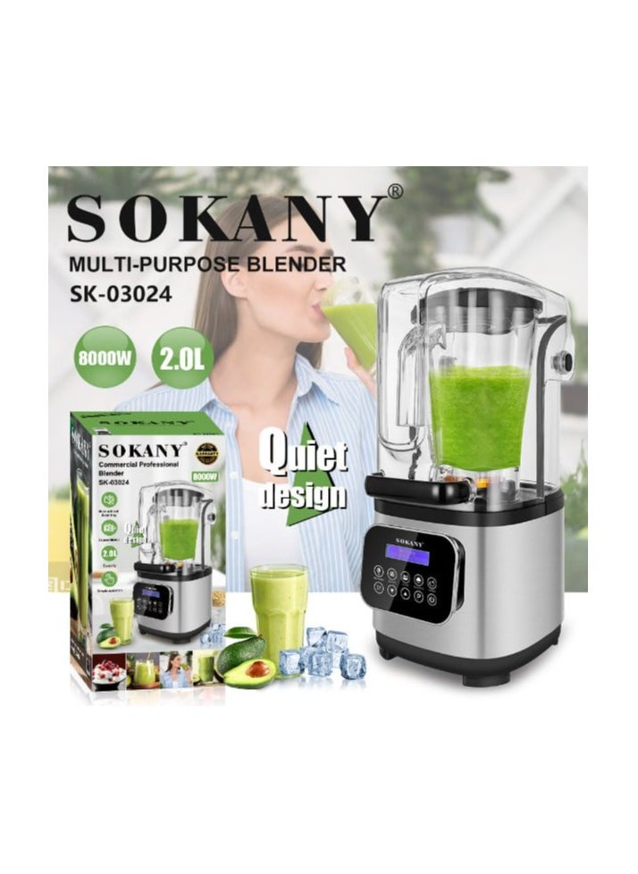 sokany Sokany Digital Blender with Muffler and Soundproof 8000 Watt 2 Liter SK-03024  - Image 3