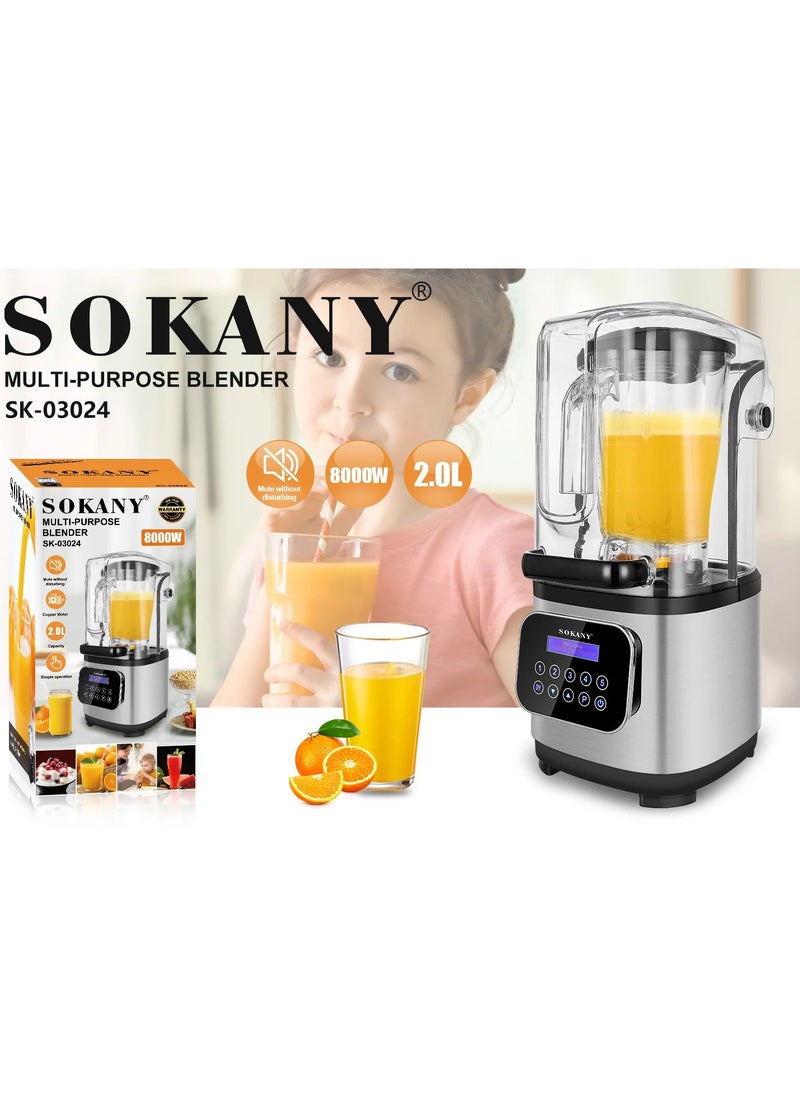sokany Sokany Digital Blender with Muffler and Soundproof 8000 Watt 2 Liter SK-03024  - Image 4