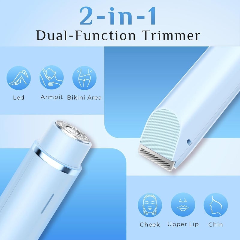 Mpotmiy 2025 New 2-in-1 Electric Bikini Trimmer for Women - Dual Head Electric Razor,Waterproof Painless Bikini Shaver, Pubic Hair Trimmer for Private Area & Body Hair, Blue - Image 3