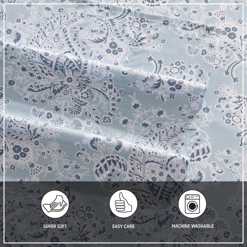 Wrangler - Full Sheet Set  Silky & Lightweight Bedding Set  Paisley Home Decor  Oeko-Tex Certified (Prairieland Paisley Blue  Full) - Image 5