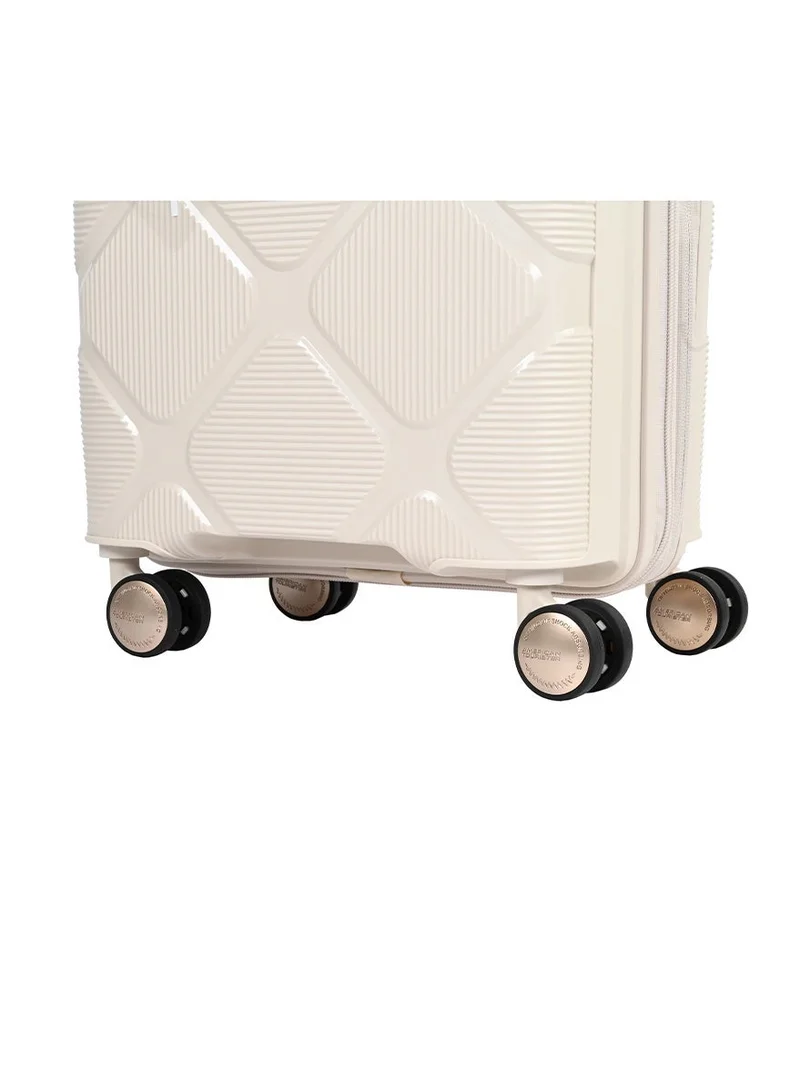 AMERICAN TOURISTER 55 cm / 20 inch instagon suitcase, cabin size 55 cm / 20 inch, 4 double wheels, hard top, polypropylene, cream|duosaf™ security zipper|tsa 008 lock|optimov™ shock absorbing wheels|expandable - 3 years international warranty  | Best Price UAE