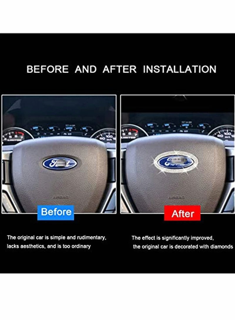 SYOSI Bling Bling Car Steering Wheel Decorative Diamond Sticker Fit for Ford, DIY Bling Car Steering Wheel Cover Emblem Bling Accessories for All Ford (Soft Base, Non-metal) - Image 3