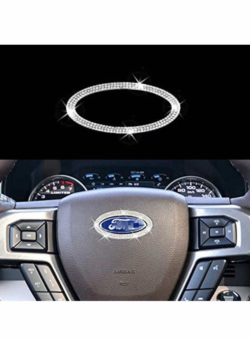 SYOSI Bling Bling Car Steering Wheel Decorative Diamond Sticker Fit for Ford, DIY Bling Car Steering Wheel Cover Emblem Bling Accessories for All Ford (Soft Base, Non-metal) - Image 1