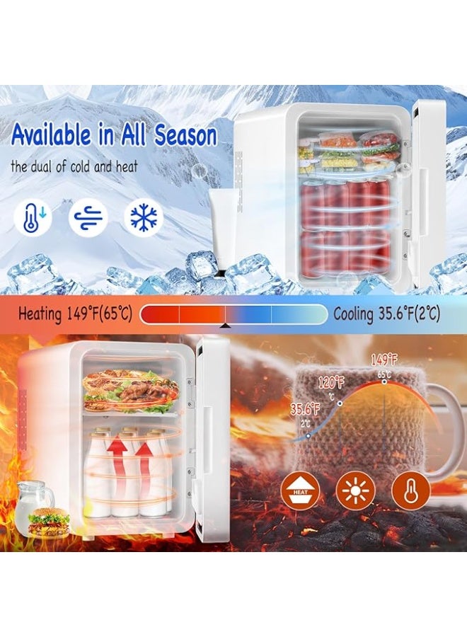 ثَلَّاجَة صغيرة محمولة 6 لتر مع مرآة إضاءة LED قابلة للتعديل - تَبريد وَتَدْفِئة لمستحضرات التجميل والعناية بالمشروبات - للغرفة والمكتب والسيارة، باللون الأبيض - Image 2