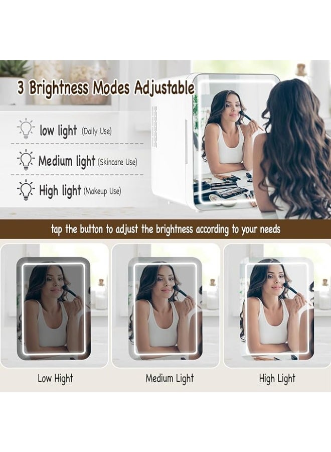 ثَلَّاجَة صغيرة محمولة 6 لتر مع مرآة إضاءة LED قابلة للتعديل - تَبريد وَتَدْفِئة لمستحضرات التجميل والعناية بالمشروبات - للغرفة والمكتب والسيارة، باللون الأبيض - Image 4