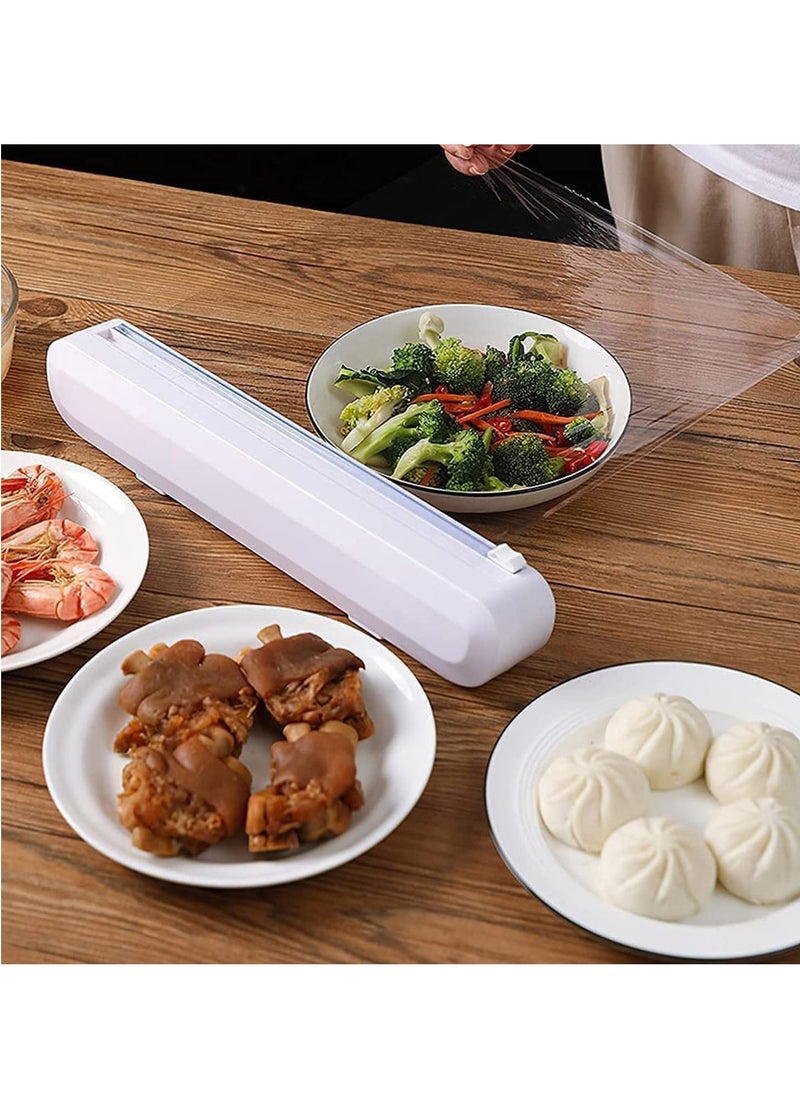 Reusable Cling Film Dispenser Suction Cup Type Cling Film Cutter Household Divider Adjustable Storage Cutting Box Kitchen Supplies Tools Cling Cutting Box Plastic Film Wrap Cling Dispenser Handheld - Image 3