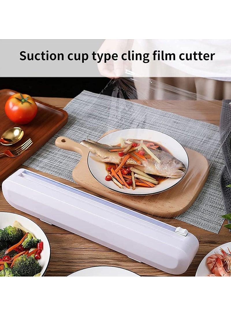Reusable Cling Film Dispenser Suction Cup Type Cling Film Cutter Household Divider Adjustable Storage Cutting Box Kitchen Supplies Tools Cling Cutting Box Plastic Film Wrap Cling Dispenser Handheld - Image 2