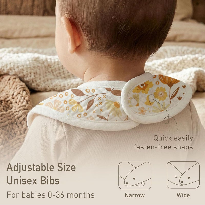 Muslin Drool Bibs for Boys Girls 6 Pack - Adjustable Baby Bibs for Drooling and Teething (Sunny Bloom Garden) - Image 5