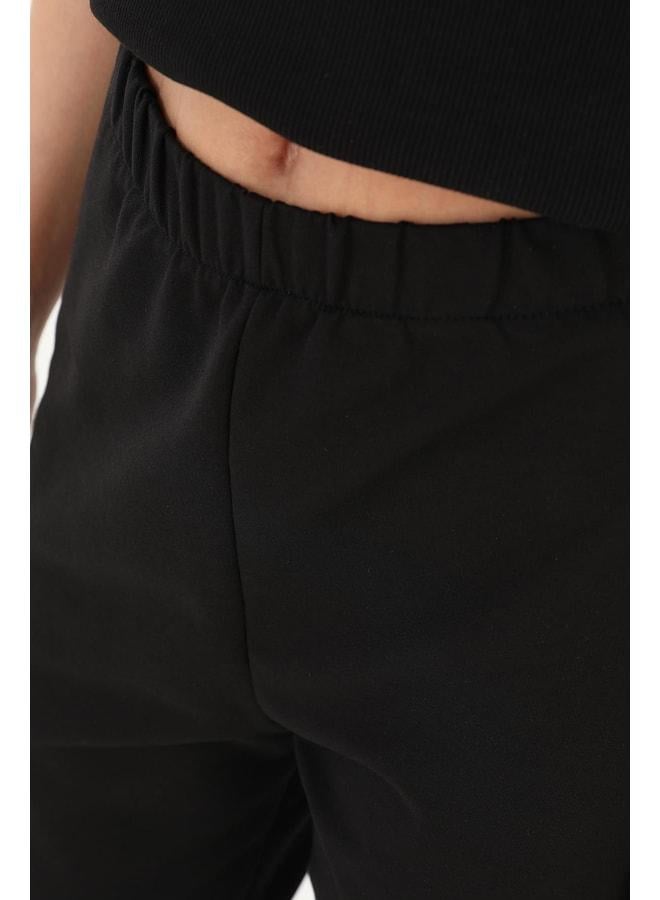 Soul Women's Ribana Detailed Jogger Pants - 30189PNT - BLACK. - Image 3