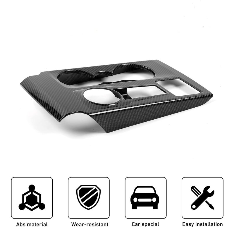 Linskip Gear Shift Panel Cover Trim Compatible with 2025 2024 2023 2022 2021 Ford Bronco Sport, Cup Holder Decor Cover for Bronco Sport Interior Accessories(Black Carbon Fiber) - Image 3
