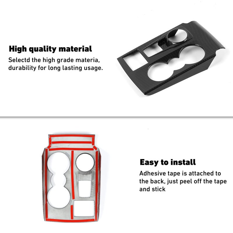Linskip Gear Shift Panel Cover Trim Compatible with 2025 2024 2023 2022 2021 Ford Bronco Sport, Cup Holder Decor Cover for Bronco Sport Interior Accessories(Black Carbon Fiber) - Image 5