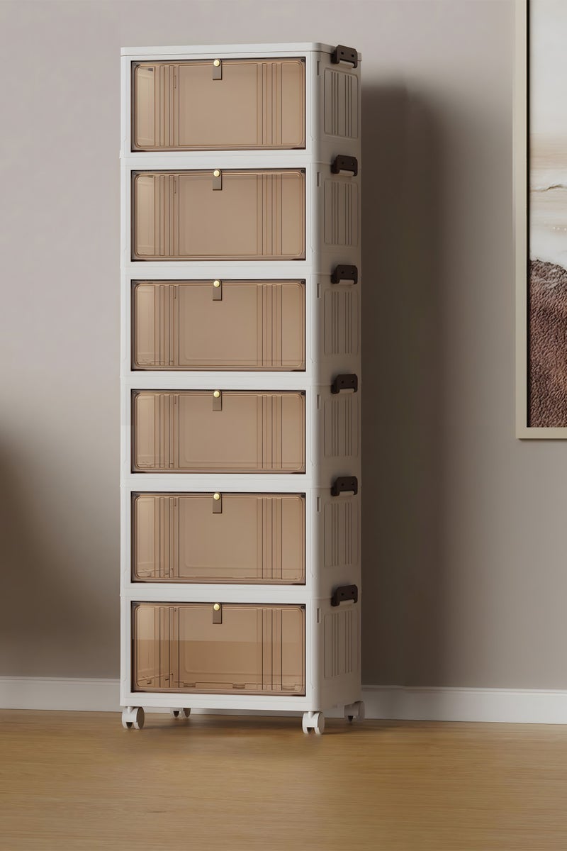 كونسيبت هوم ادراج تخزين 6 دور قابلة للطي بلاستيك ابيض / شفاف - Image 1