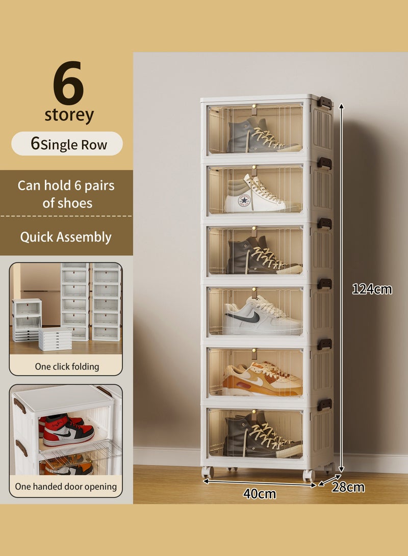 كونسيبت هوم ادراج تخزين 6 دور قابلة للطي بلاستيك ابيض / شفاف - Image 2