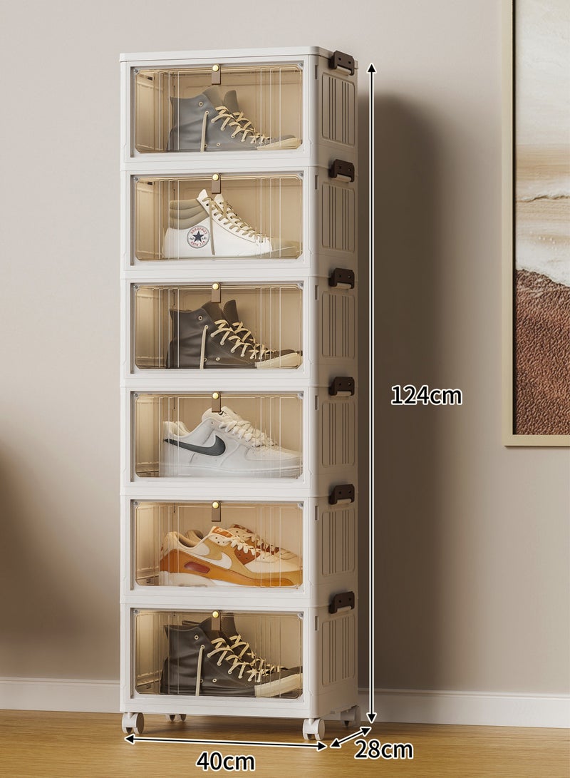 كونسيبت هوم ادراج تخزين 6 دور قابلة للطي بلاستيك ابيض / شفاف - Image 3