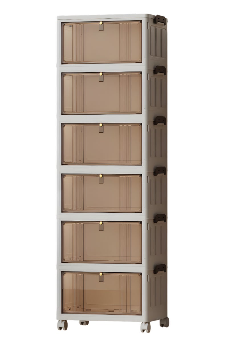 كونسيبت هوم ادراج تخزين 6 دور قابلة للطي بلاستيك ابيض / شفاف - Image 5