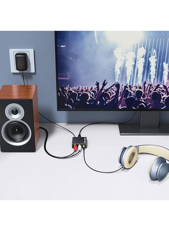 Digital Optical to Analog Audio Converter – SPDIF to RCA L/R and 3.5mm Jack Adapter with 3.3ft Cable – Easy Plug & Play Converter for TV, Speaker & Headphone - Image 3