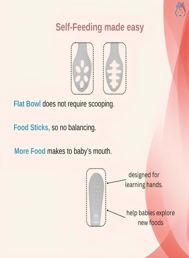 Babylief™ Baby Training Spoons, Silicone Self-Feeding Spoons, Multicolor (Grey) - Image 4