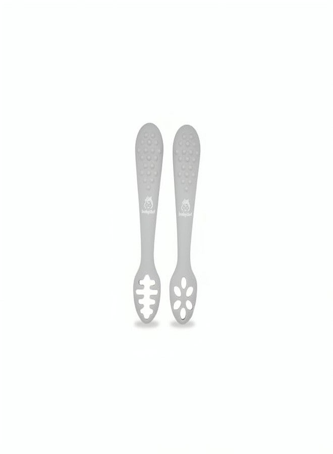 Babylief™ Baby Training Spoons, Silicone Self-Feeding Spoons, Multicolor (Grey) - Image 1