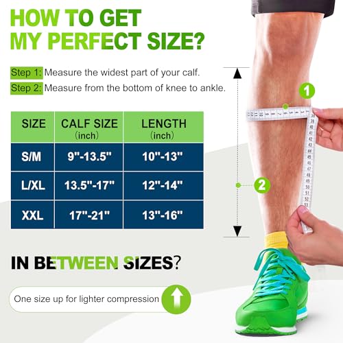 NEWZILL Calf Compression Sleeve for Men & Women | Footless Compression Socks for Shin Splint Relief, Varicose Veins | Perfect Leg Sleeve for Running, Travel, Nursing, Work, Fitness (S/M Orange 1Pair) - Image 3