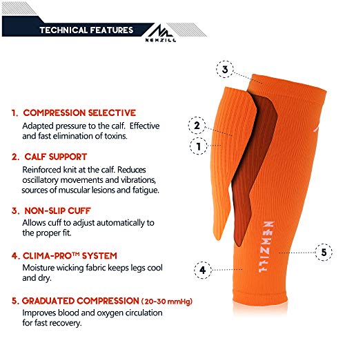 NEWZILL Calf Compression Sleeve for Men & Women | Footless Compression Socks for Shin Splint Relief, Varicose Veins | Perfect Leg Sleeve for Running, Travel, Nursing, Work, Fitness (S/M Orange 1Pair) - Image 4