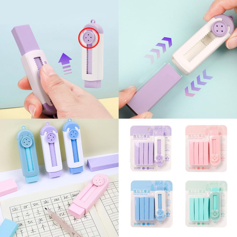 Retractable Eraser With Refills In Color A Easy Erase For Students - Image 3