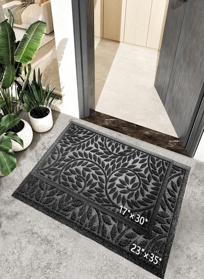 Bulijojo Front Door Mat Entrance,Durable Heavy Duty Welcome Mat,Thick Absorbent Natural Rubber Non Slip Mat,Sturdy Entryway Black, 17"x30" - Image 2