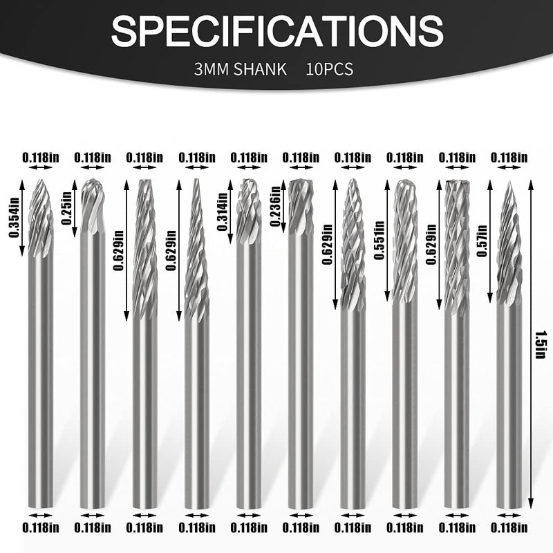 uptodateproducts أدوات قطع المعادن 10 قطع 3x3 من كربيد التنجستن - Image 3