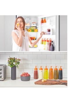 Generic 6 Pack Plastic Condiment Squeeze Bottles 16 oz with Top Food Grade Squirt Bottle for Sauces Hot Syrup Oil Dispenser Salad Dressings Container extra 8 Chalk Labels and 1 Pen  - Image 3