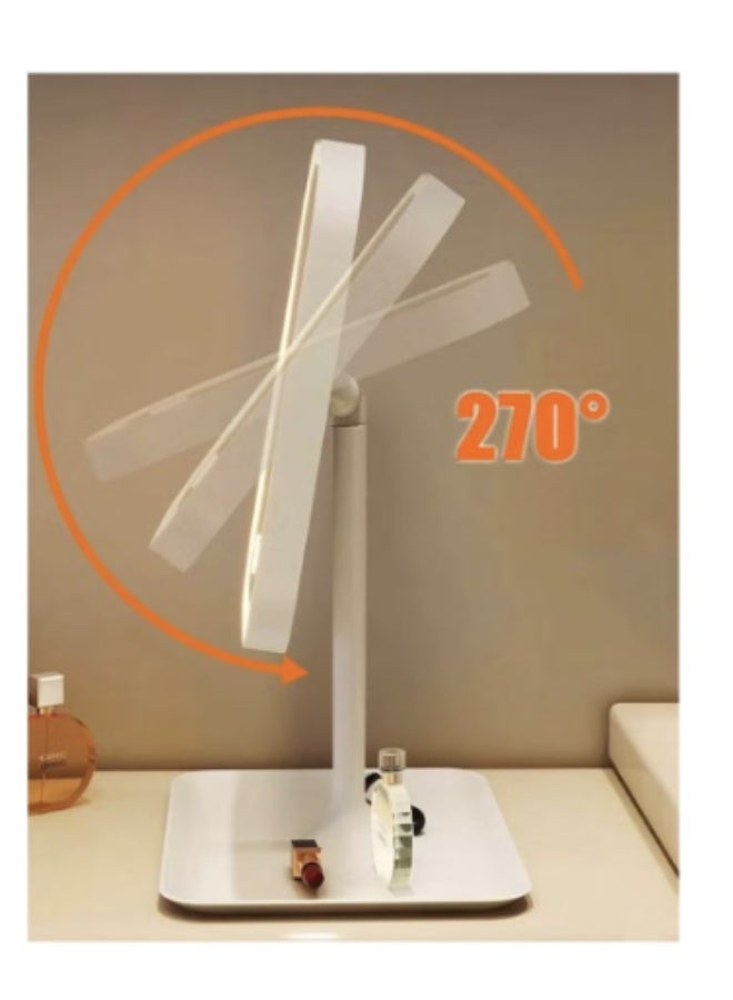 مرآة مكياج LED بـ 3 أوضاع إضاءة، تحكم باللمس، حامل قابل للطي ومحمول، قابلة لإعادة الشحن - Image 3