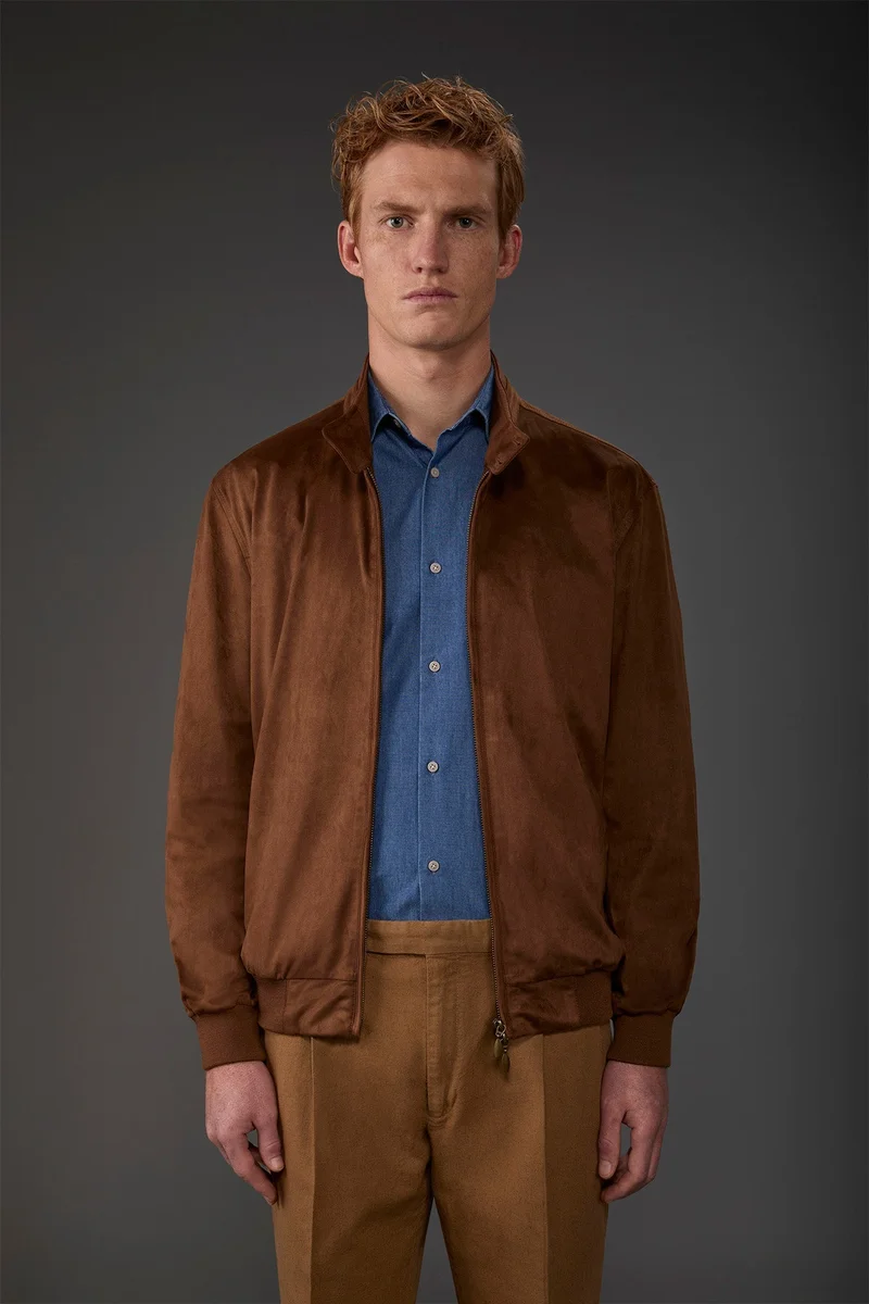 Doppelganger Men's Herrington jacket with suede effect fabric - Camel